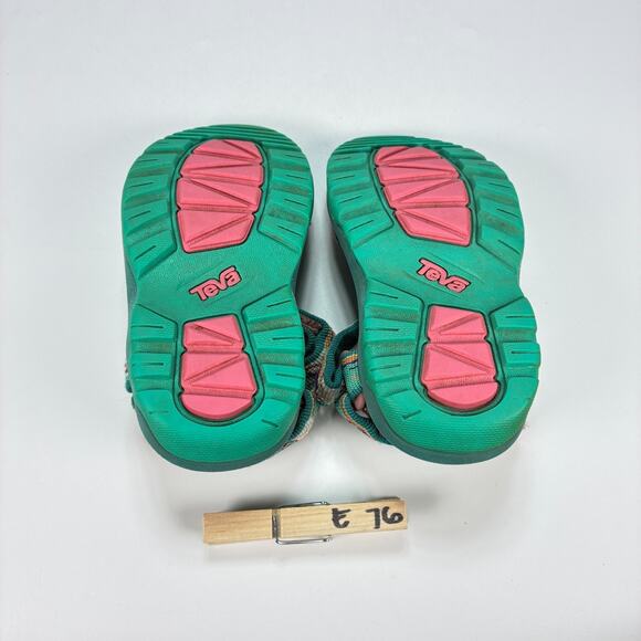 Teva Hurricane XLT 2 Green Pink Unicorn Adjustable Strap Sandals Kids Size 6 - Picture 8 of 8